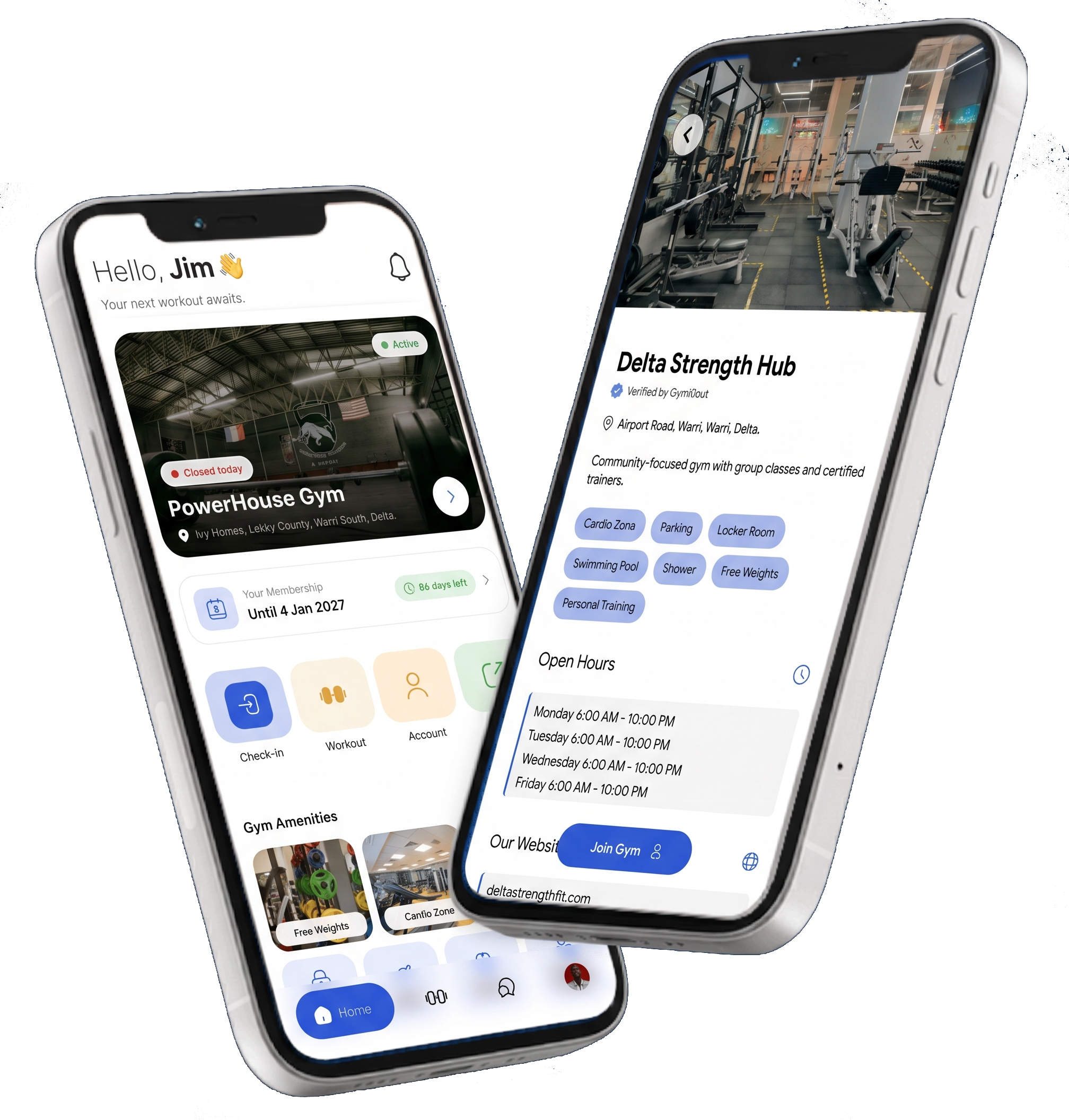 GymKlout Member App on a smartphone